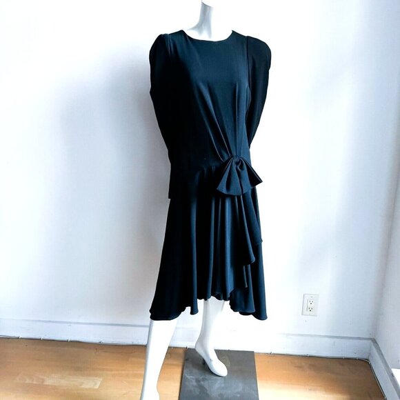 Vintage Tricia Cochran for Holt Renfrew Little Black Dress w Bow 8 - Picture 1 of 5